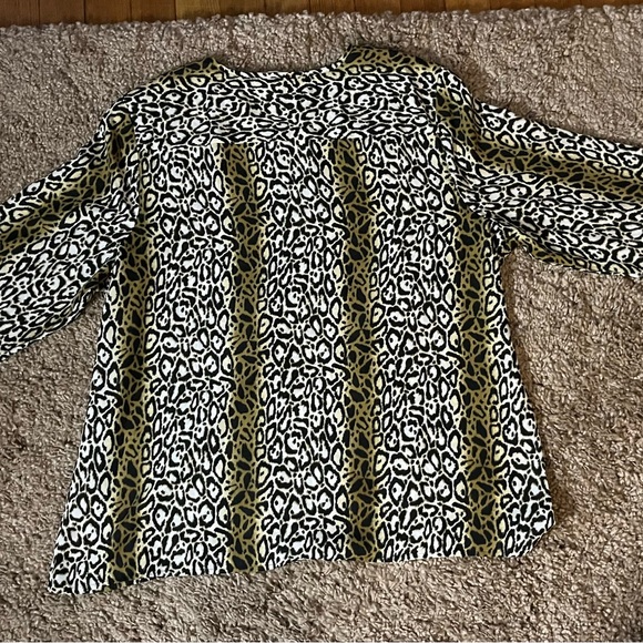 Violet & Claire Black Brown Cream Animal Print Shift Shirt XL - Picture 9 of 10